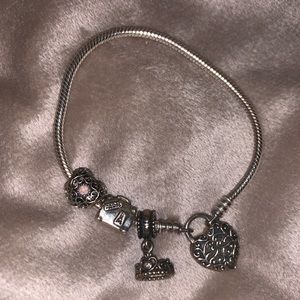 Pandora bracelet with 3 charms